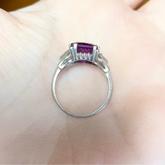 HDS 10K Purple Sapphire Diamond Art Deco style vintage lab created gold …​ - Picture 10 of 11